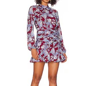 Yumi Kim Red and Blue Ruffled Tie Front Dress